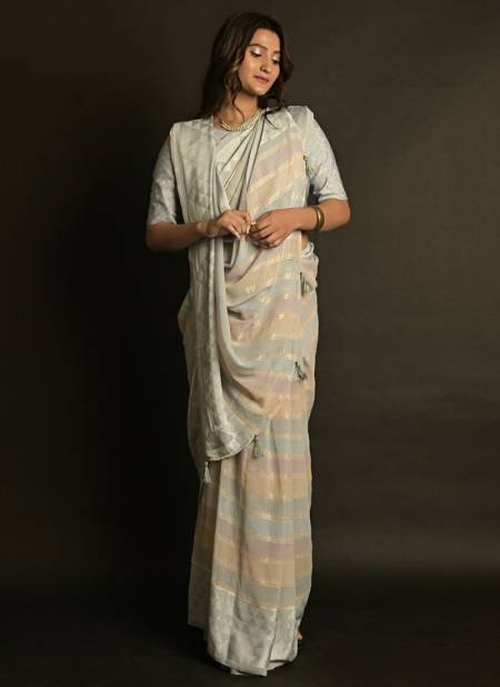 Gray Colour Ashima Krishna Vol 5 New Latest Heavy Georgette Saree Collection 5602